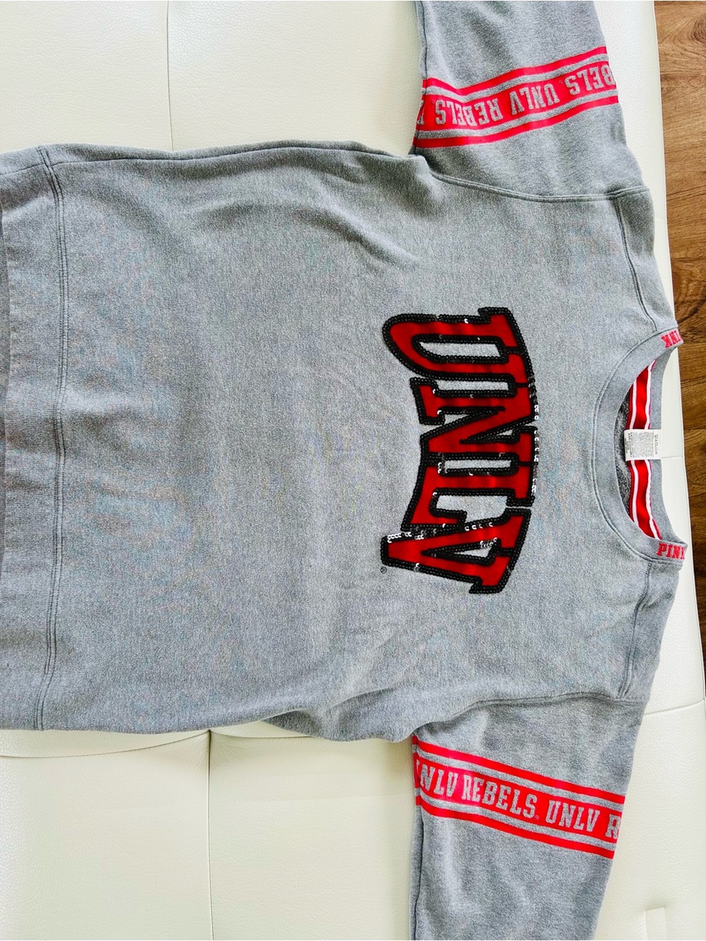 Victoria's Secret PINK Grey Sweatshirt with Red Trim